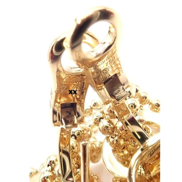 Authentic! Cartier Panther Panthere 18k Gold Diamond Tsavorite Onyx Earrings - Picture 11 of 12